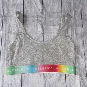 Fabletics Gray Heather Sports Bra with Rainbow Band